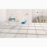 Gresie Digitalart Ecru 60x60 cm – ambient living, birou modern cu podea gresie ecru dungi gri, pe pardoseala