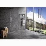 Gresie Waystone Dark 30x60 cm – ambient baie, baie moderna cu perete gresie intunecata si pardoseala