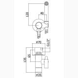 Set Dus Igienic Incastrat Paffoni Serie Kit Bidet Finisaj Bronz – schita tehnica, desen tehnic cu dimensiuni pentru set dus incastrat