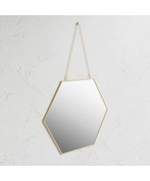 Oglinda Hexagonala de Perete Finisaj Auriu 34x40 cm 