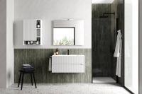 Mobilier Baie Riflat Easy Finisaj Alb Mat cu doua sertare L.70 cm