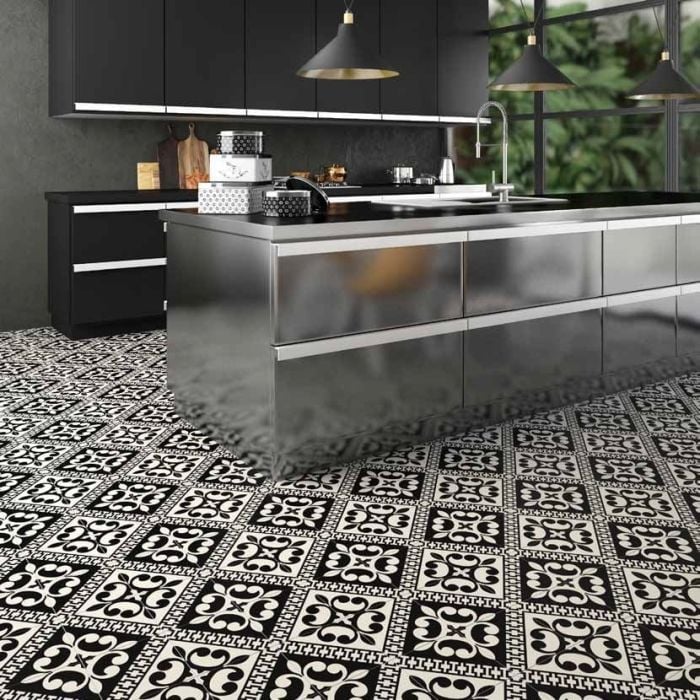 Gresie Decorata Paris Vivienne Nero 20x20 cm