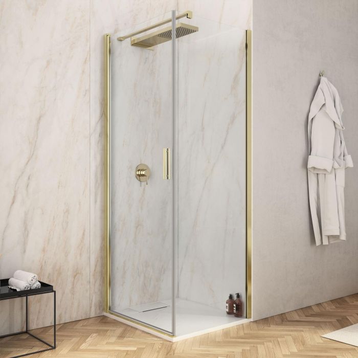 Cabina de dus Gleam 60x70 din sticla transparenta si profile aurii 195h
