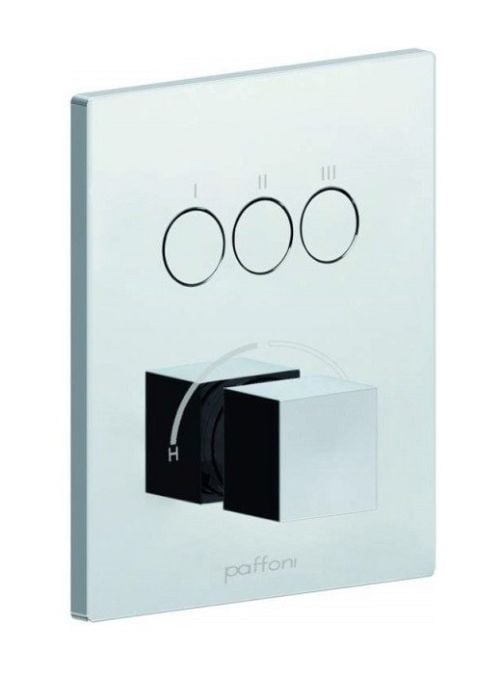 Baterie Incastrata Cada Dus Paffoni Compact Box Finisaj Alb cu trei iesiri