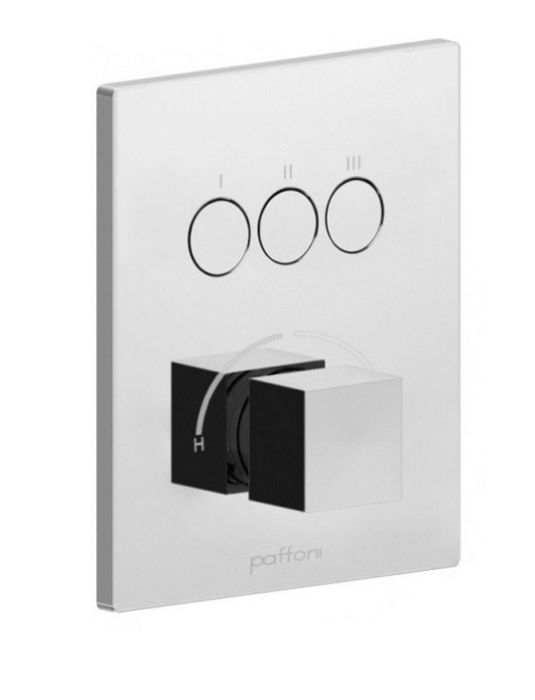 Baterie Incastrata Cada Dus Paffoni Compact Box Finisaj Metalic cu trei iesiri