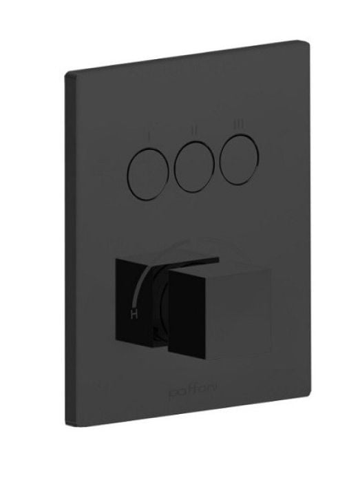 Baterie Incastrata Cada Dus Paffoni Compact Box Finisaj Negru cu trei iesiri