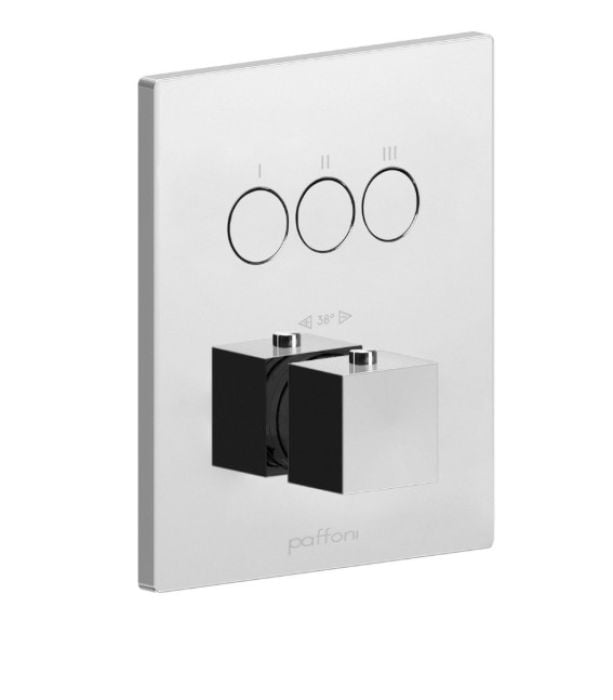 Baterie Incastrata Cada Dus Termostatata Paffoni Compact Box Crom cu trei iesiri