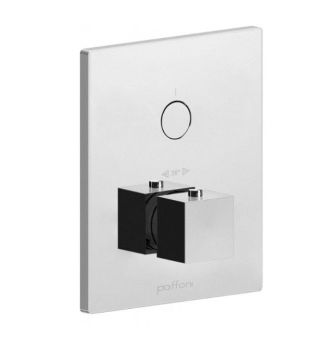 Baterie Incastrata Cada Dus Termostatata Paffoni Compact Box Crom cu o iesire