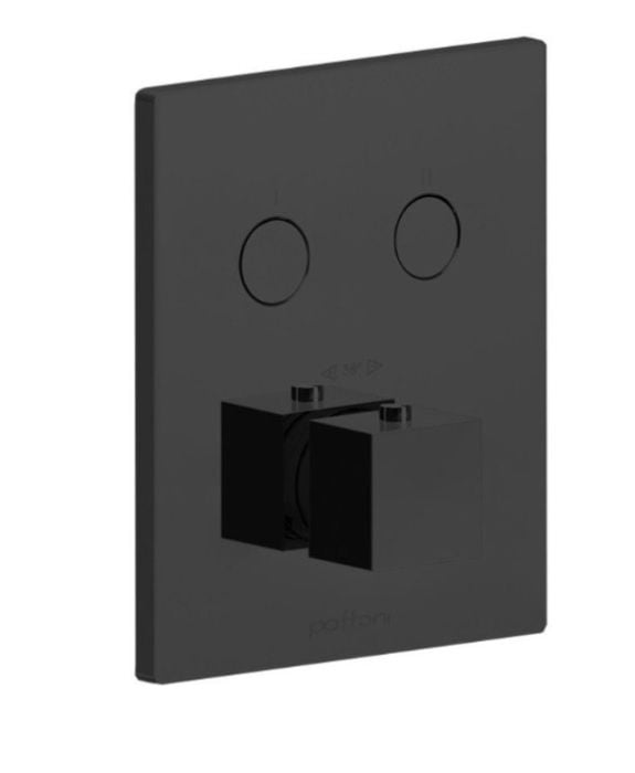 Baterie Incastrata Cada Dus Termostatata Paffoni Compact Box Finisaj Negru cu doua iesiri