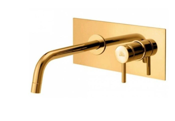 Baterie Lavoar Incastrata Paffoni Light Finisaj Auriu Periat cu Pipa 123 mm