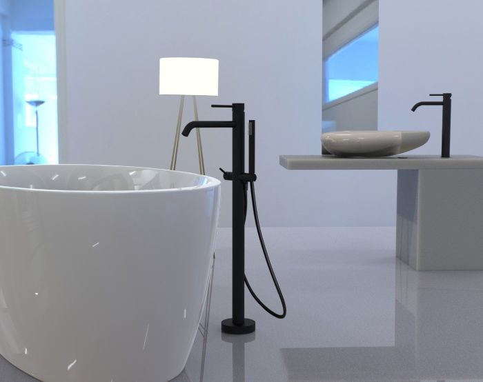 Baterie Cada Freestanding Paffoni Light Finisaj Negru Mat 