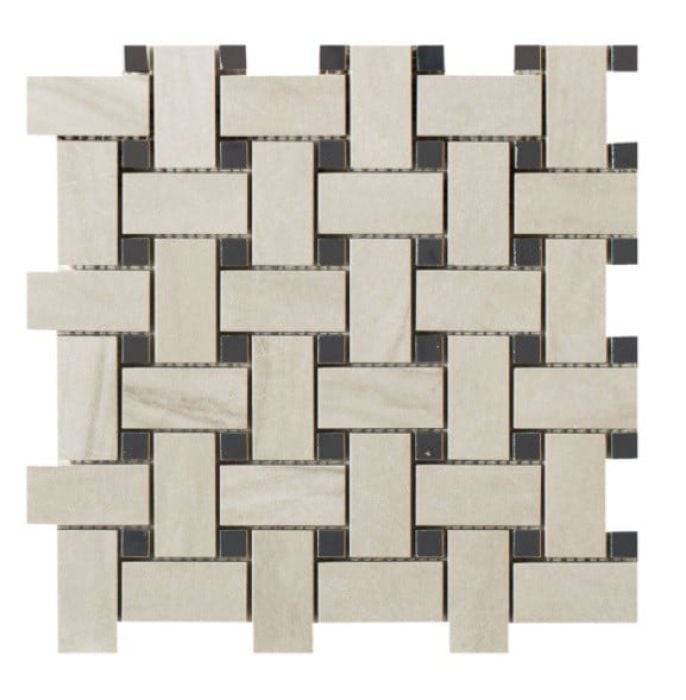 Mozaic pe plasa Basketwave Calacatta Mont Blanc 30x30 cm