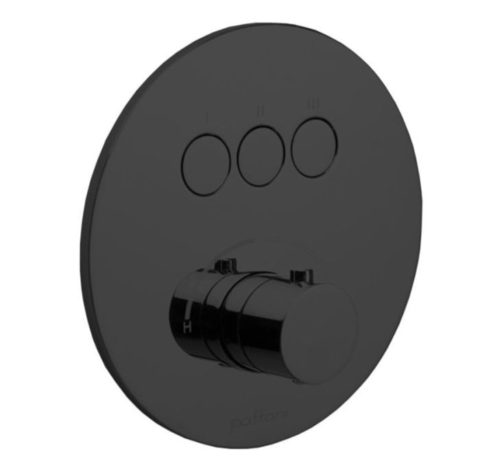 Baterie Incastrata Cada Dus Paffoni Compact Box Finisaj Negru cu trei iesiri