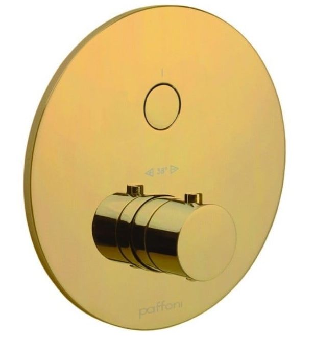 Baterie Incastrata Cada Dus Termostatata Paffoni Compact Box Finisaj Auriu cu o iesire