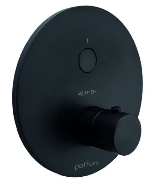 Baterie Incastrata Cada Dus Termostatata Paffoni Compact Box Finisaj Negru cu o iesire