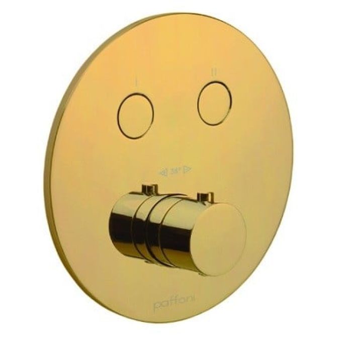 Baterie Incastrata Cada Dus Termostatata Paffoni Compact Box Finisaj Auriu cu doua iesiri