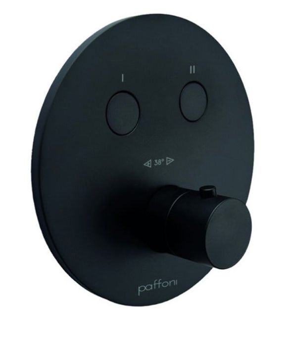 Baterie Incastrata Cada Dus Termostatata Paffoni Compact Box Finisaj Negru cu doua iesiri