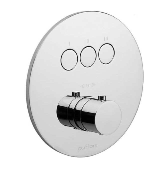 Baterie Incastrata Cada Dus Termostatata Paffoni Compact Box Crom cu trei iesiri