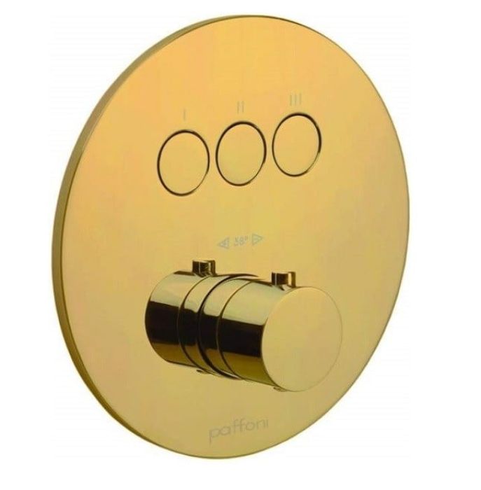 Baterie Incastrata Cada Dus Termostatata Paffoni Compact Box Finisaj Auriu cu trei iesiri