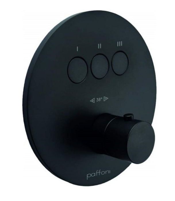 Baterie Incastrata Cada Dus Termostatata Paffoni Compact Box Finisaj Negru cu trei iesiri