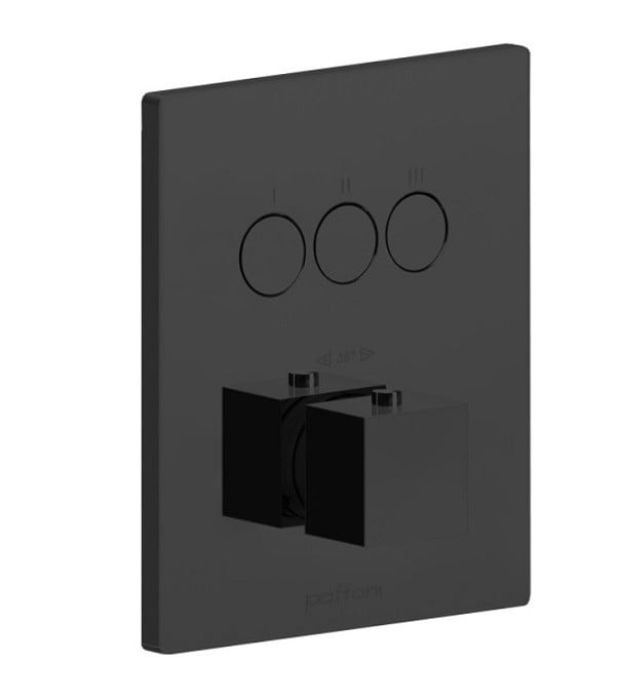 Baterie Incastrata Cada Dus Termostatata Paffoni Compact Finisaj Negru cu trei iesiri