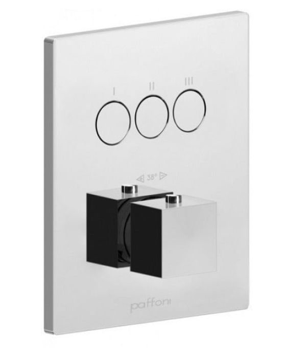 Baterie Incastrata Cada Dus Termostatata Paffoni Compact Finisaj Metalic cu trei iesiri