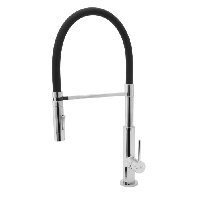 Baterie Stativa Spalator cu Pipa Elastica, Crom FDesign Avanza Negru Mat