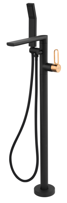 Baterie Cada Freestanding, cu Accesorii FDesign Zaffiro Negru-Roz Auriu