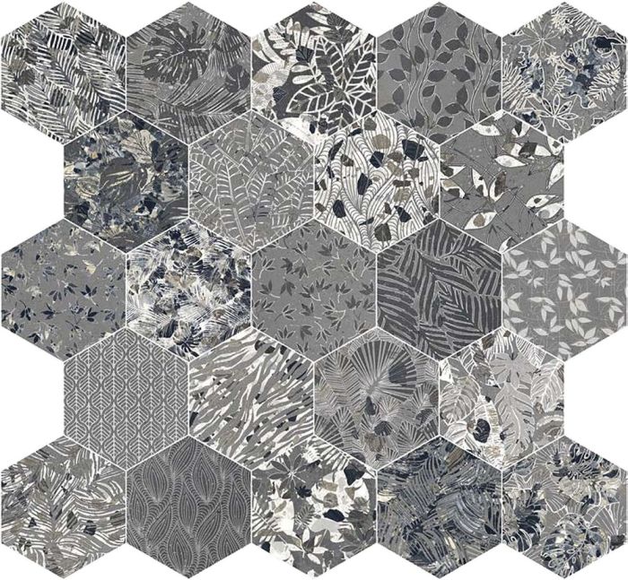 Gresie Hexagonala Patchwork Essence Jungle Mix 21,5x25 cm – plăci hexagonale mix