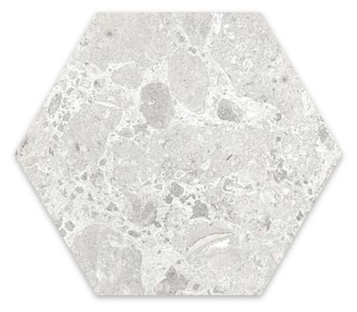 Gresie Hexagonala Terrazzo Essence Cristalli Urban 21,5x25 cm – placă hexagonală