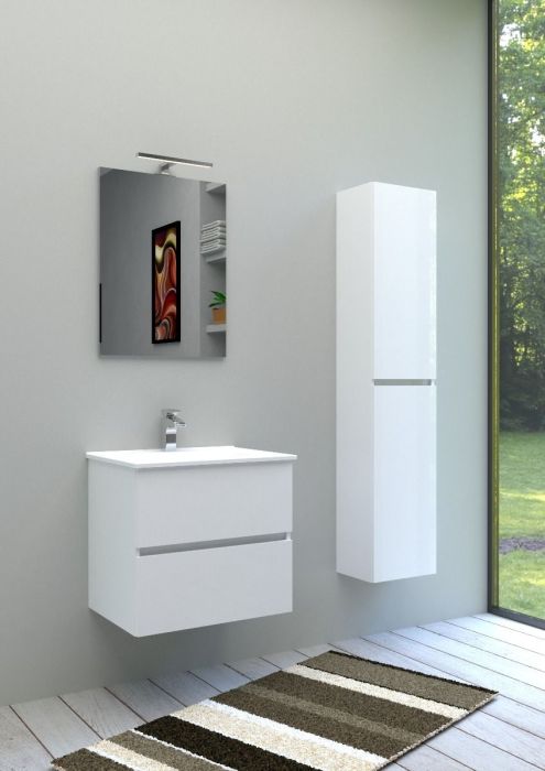 Set Mobilier Suspendat Baie Harmony 61 cm Alb Lucios