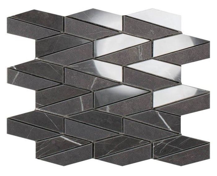 Mozaic pe plasa Mosaico Esagona Allungato Mix Pietra Grey 26x30 cm