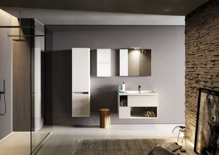 Mobilier Baie Suspendat Malibu cu Oglinda L90 cm