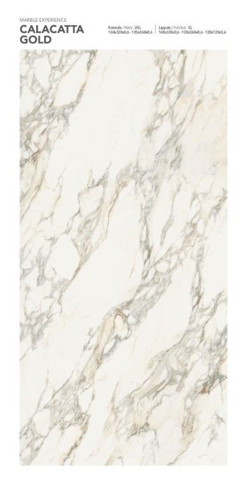 Lastra Gresie Calacatta Gold Lucios 120x280x0,6 cm