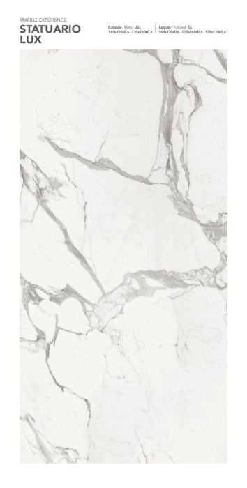 Lastra Gresie Statuario Lux Lucios 120x280x0,6 cm