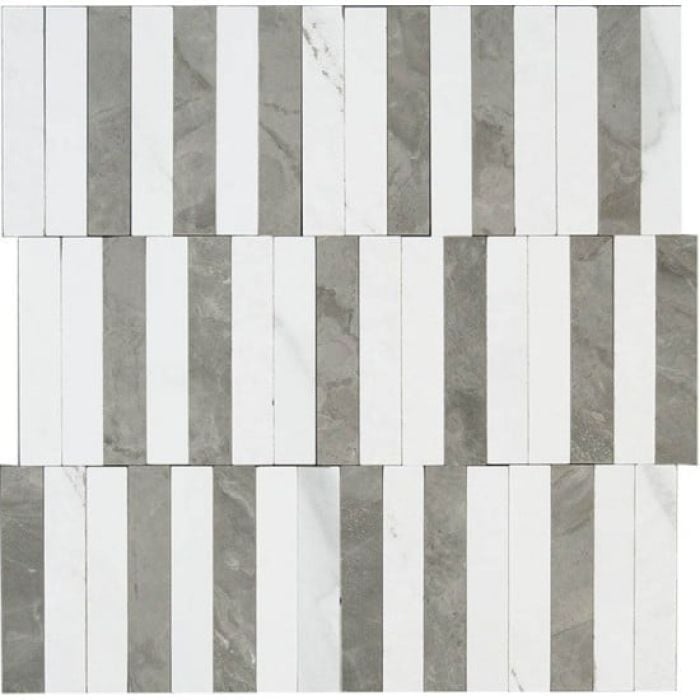 Mozaic pe plasa Statuario Lux Stripe 27.2x29 cm