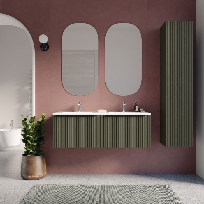 Set Mobilier Dublu Baie Riflat Suspendat L.120 cm
