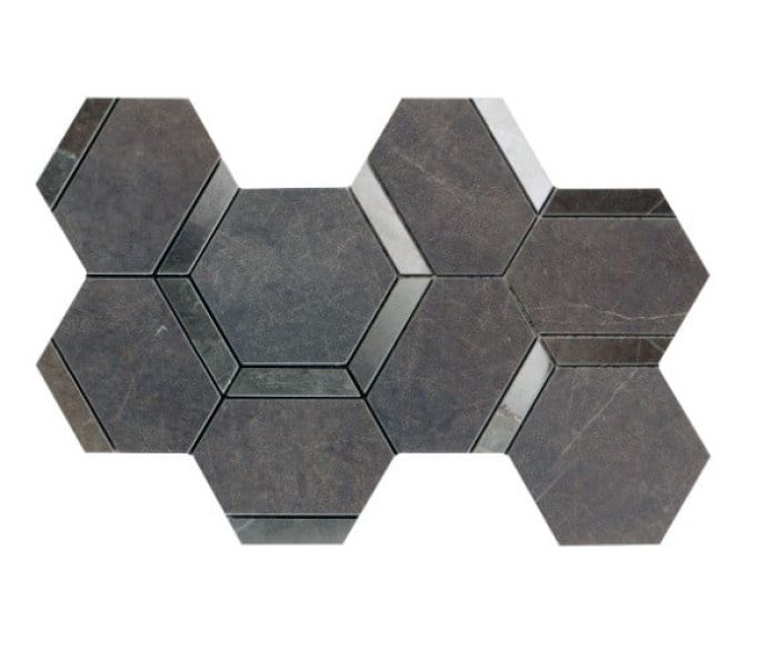 Mozaic pe plasa Esagona Decoro Pietra Grey Mix  20x34 cm