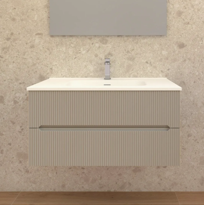 Mobilier Baie Riflat Easy Finisaj Tortora Cu Doua Sertare L.70 cm
