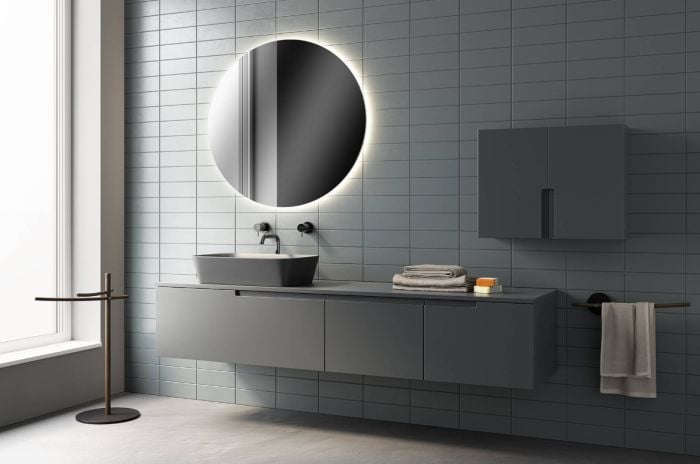 Set Mobilier Baie Belbagno Era 01 Gri Mat 180 cm