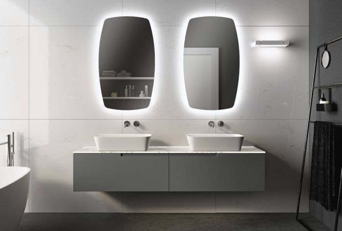Set Mobilier Dublu Baie Belbagno Era 03 Gri Mat 180 cm