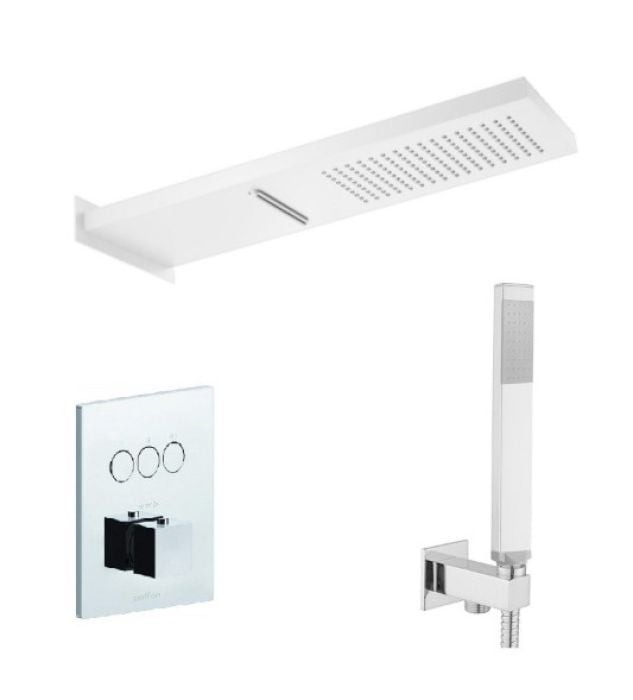 Set Dus Incastrat Mixer+Canula+Flexibil+Cap Dus Paffoni Alb