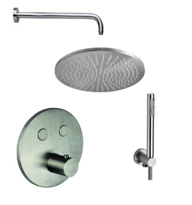Set Dus Incastrat Mixer+Canula+Flexibil+Cap Dus Paffoni Metalic