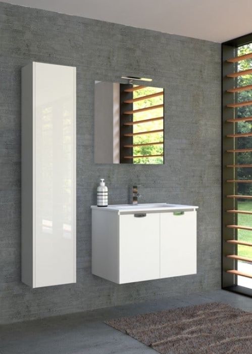 Set Complet Mobilier Baie Slim Bianco L61 cm