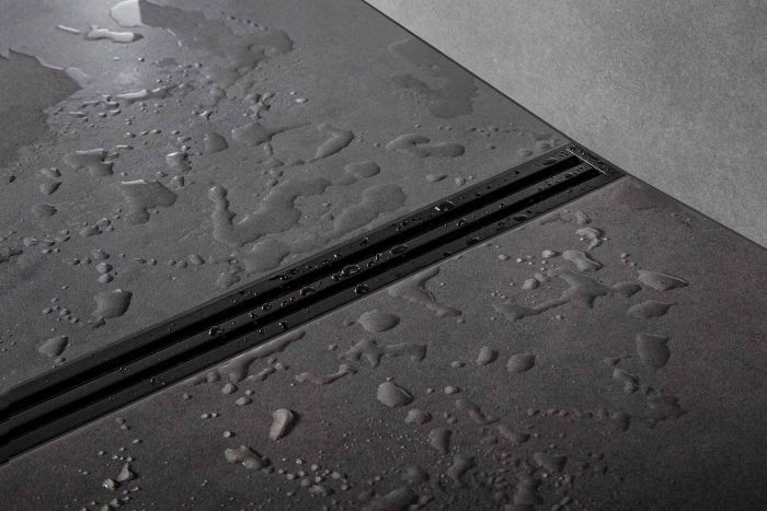 Capac Rigola Kerdi Line Vario Wave Negru Mat L120 cm