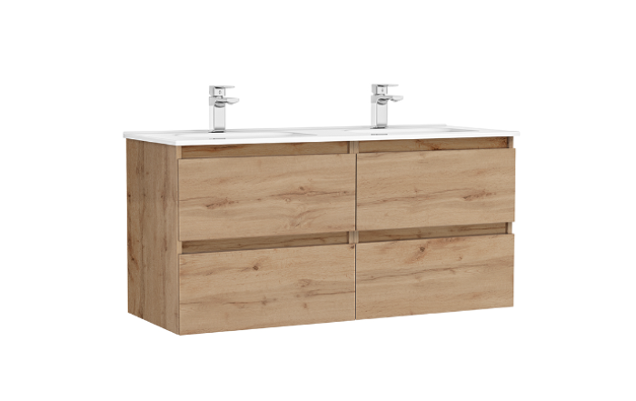 Set Mobilier Baie Suspendat Daily Stejar Rustic cu 4 Sertare 120 cm