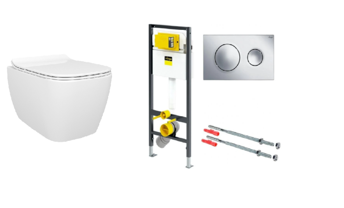 Set Vas WC Rimless Venise cu Kit rezervor WC Incastrat Viega
