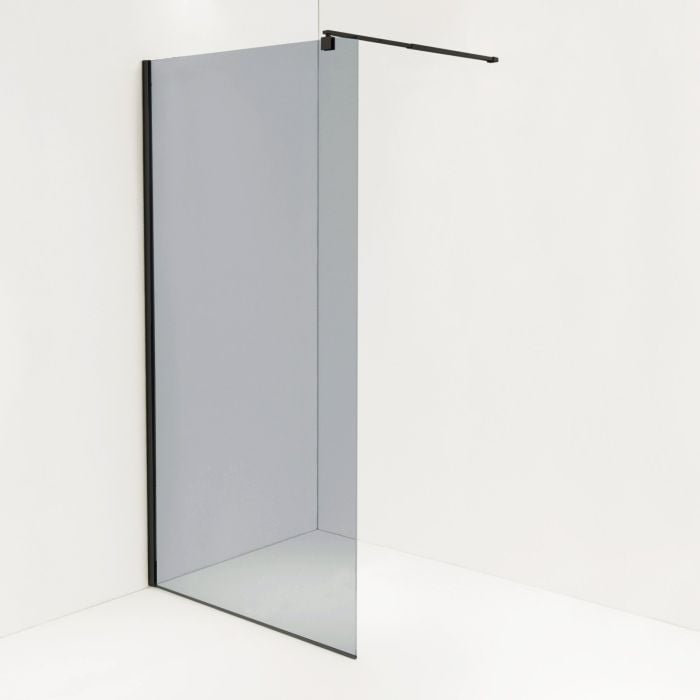 Paravan De Dus Tip Walk-In Fumuriu Finisaj Profil Negru 110x200 cm