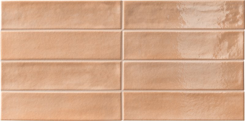 gresie baie Gresie Portelanata Brick Faetano Ghiaccioli Pesca Lucios 6x25 cm