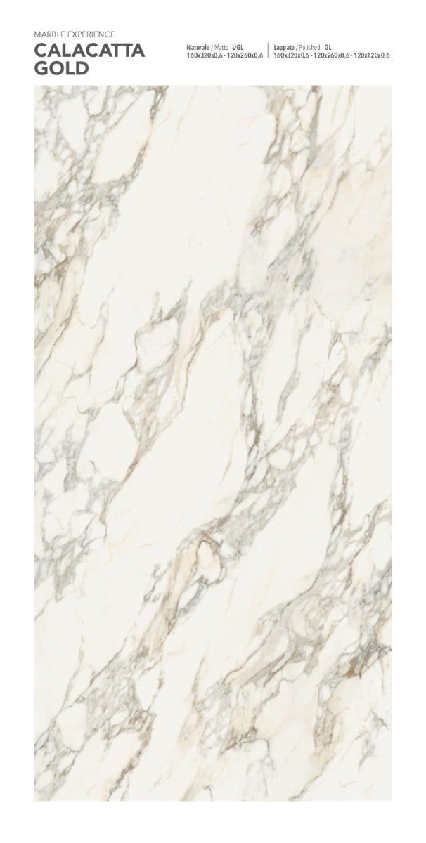Gresie Calacatta Gold Lucios 160x320x0,6 cm